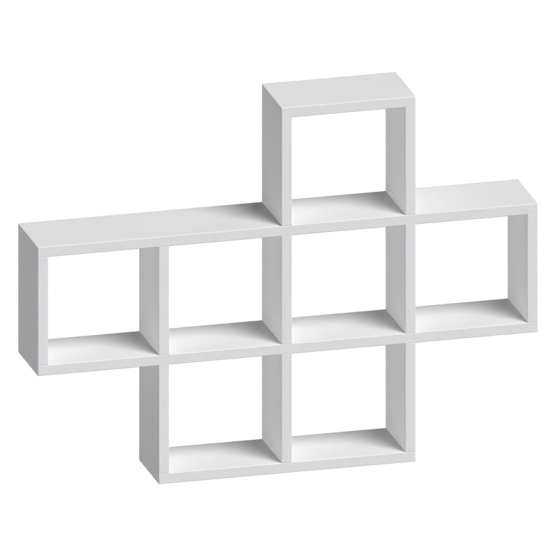 3D White Wall Shelf Model Made Of Squares 3D Graphic