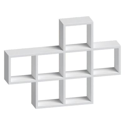 3D White Wall Shelf Model Made Of Squares 3D Graphic