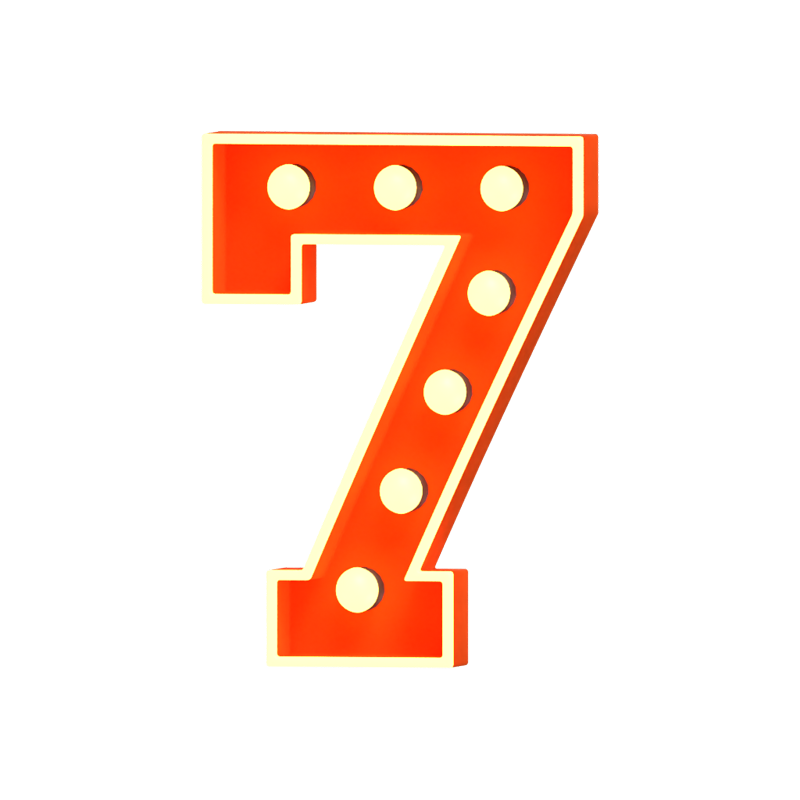 3D Number 7 Shape Marquee Lights Text 3D Graphic