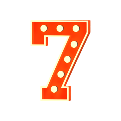 3D Number 7 Shape Marquee Lights Text 3D Graphic
