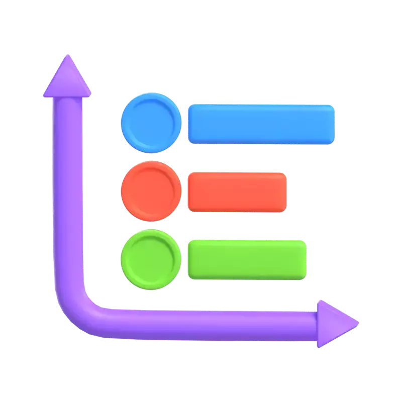 Trapezförmiges Listendiagramm 3D Graphic