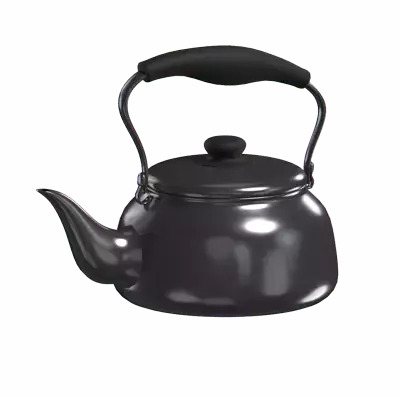 3D Classic Asian Aluminum Kettle With Top Handle 3D Graphic
