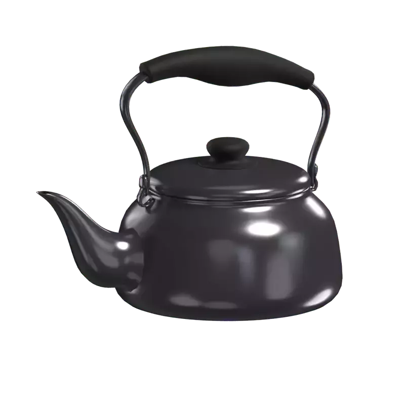 3D Classic Asian Aluminum Kettle With Top Handle 3D Graphic