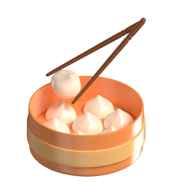 3D Dumplings With Chopsticks Asian Food 3D Graphic