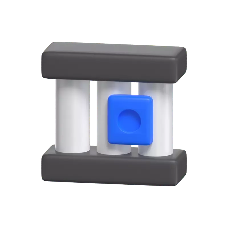 3D Jail Icon Model With Lock 3D Graphic