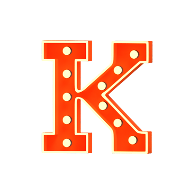 K Letter 3D Shape Marquee Lights Text 3D Graphic