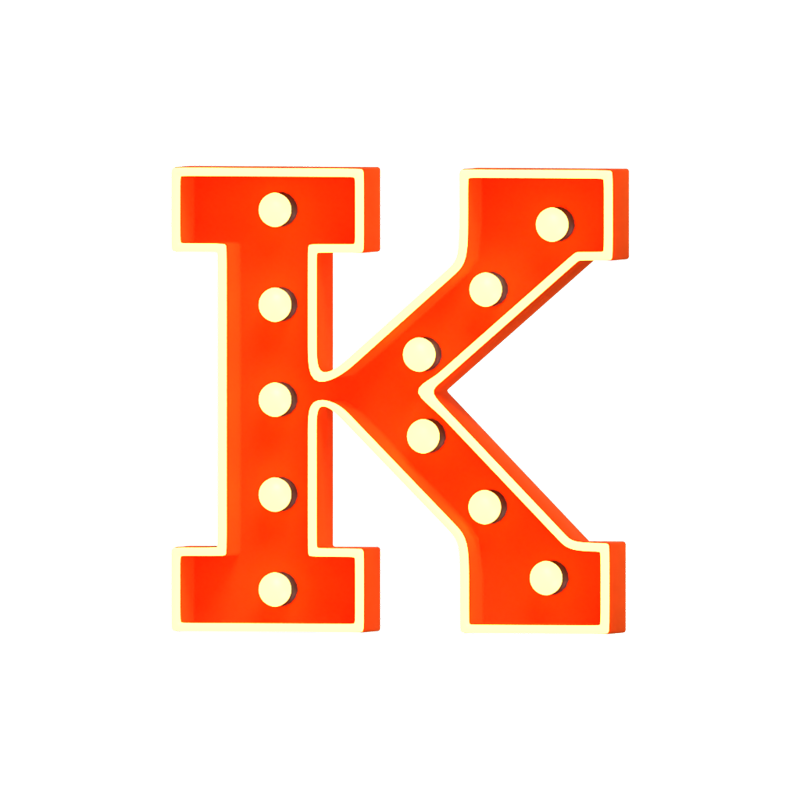 K Letter 3D Shape Marquee Lights Text 3D Graphic