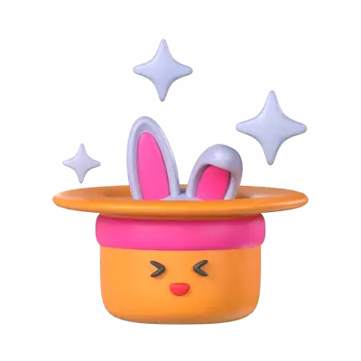 3D Magician Hat Model With Sparkling Bunny Ears Comming Out 3D Graphic