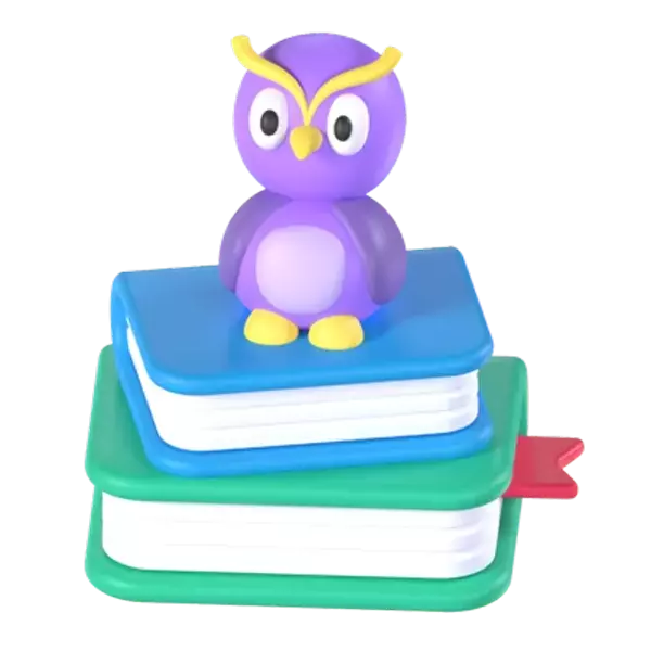 Owl And Book 3D Graphic
