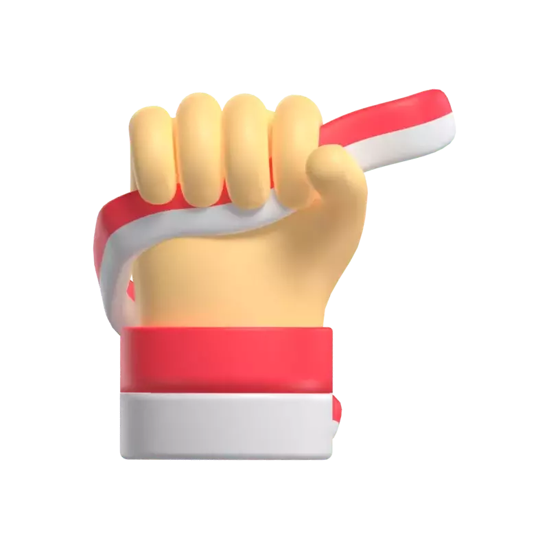 Mano que sostiene la bandera larga de Indonesia Icono 3D Modelo