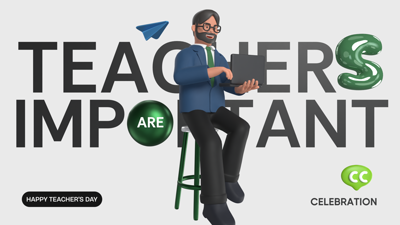 Happy Teacher Day Showing Teacher Sitting On Chair Teaching 3D Template