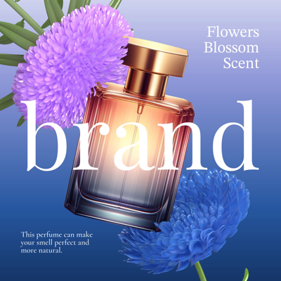 Perfume Ads Design with a Product on the Flowers as a Podium 3D Template 3D Template