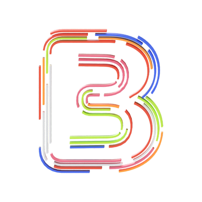 B Letter 3D Shape Stripe Text 3D Graphic