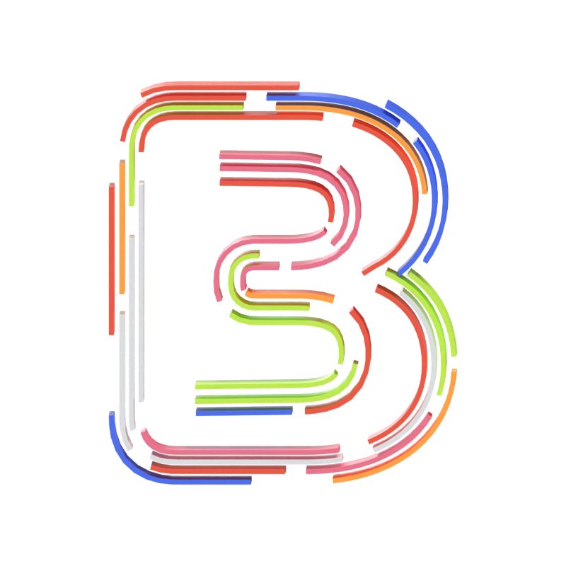 B Letter 3D Shape Stripe Text