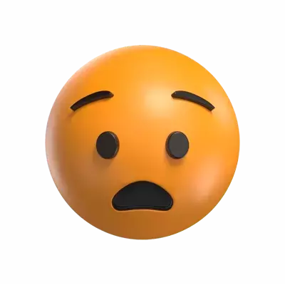Anguished Face 3D Emoticon 3D Graphic