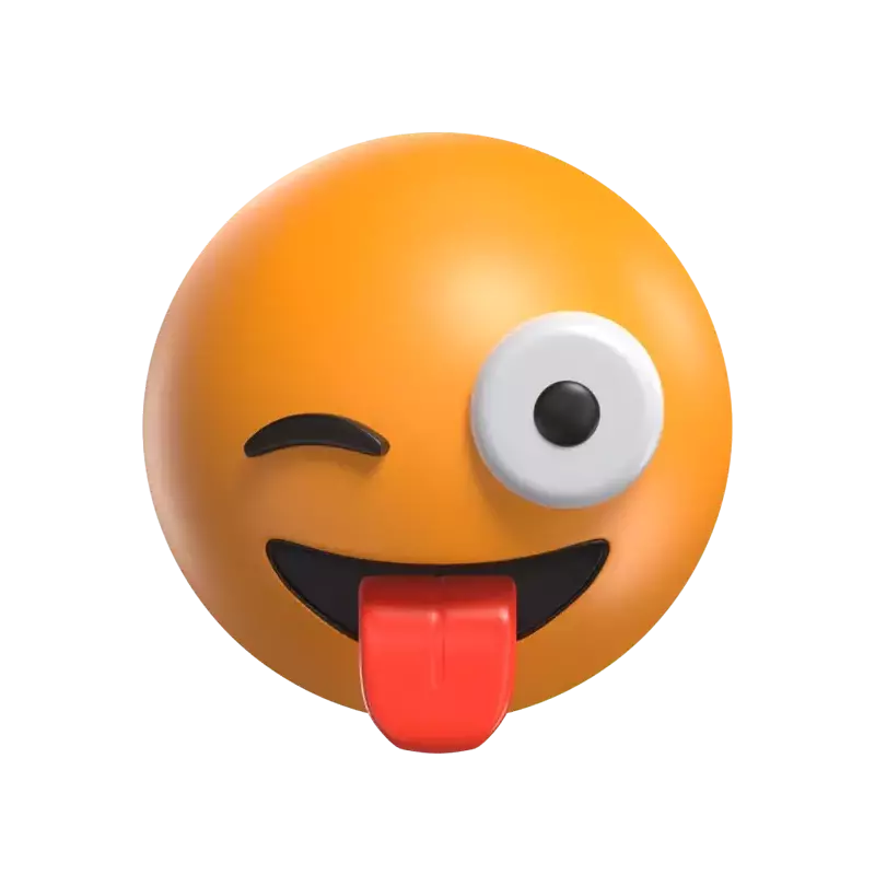 3D Winking Face With Tongue 3D Graphic