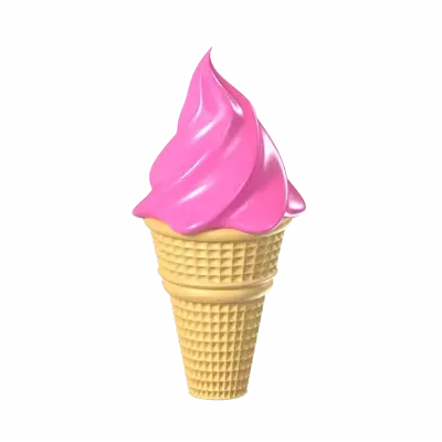 Strawberry Ice Cream  3D Graphic