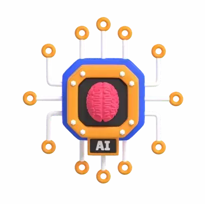 Artificial Intelligent Chip 3D Graphic
