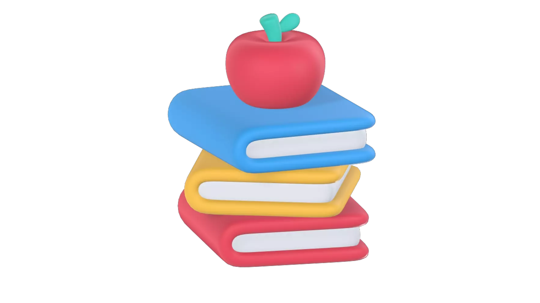 Books And Apple 3D Graphic
