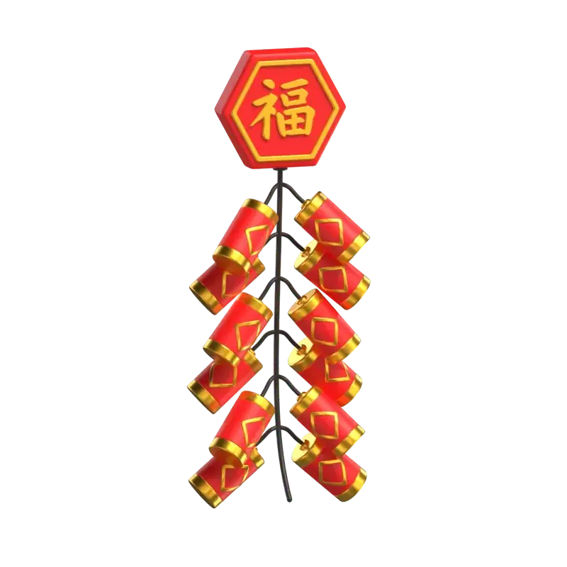 3D Illustration Lunar New Year Firecrackers 3D Graphic