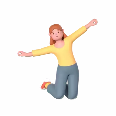 Casual Woman Jumping 3D Graphic