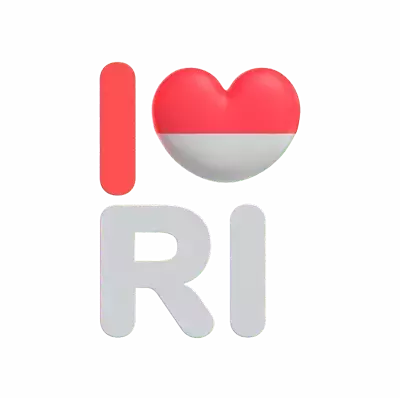 I Love Indonesia 3D Text With Heart