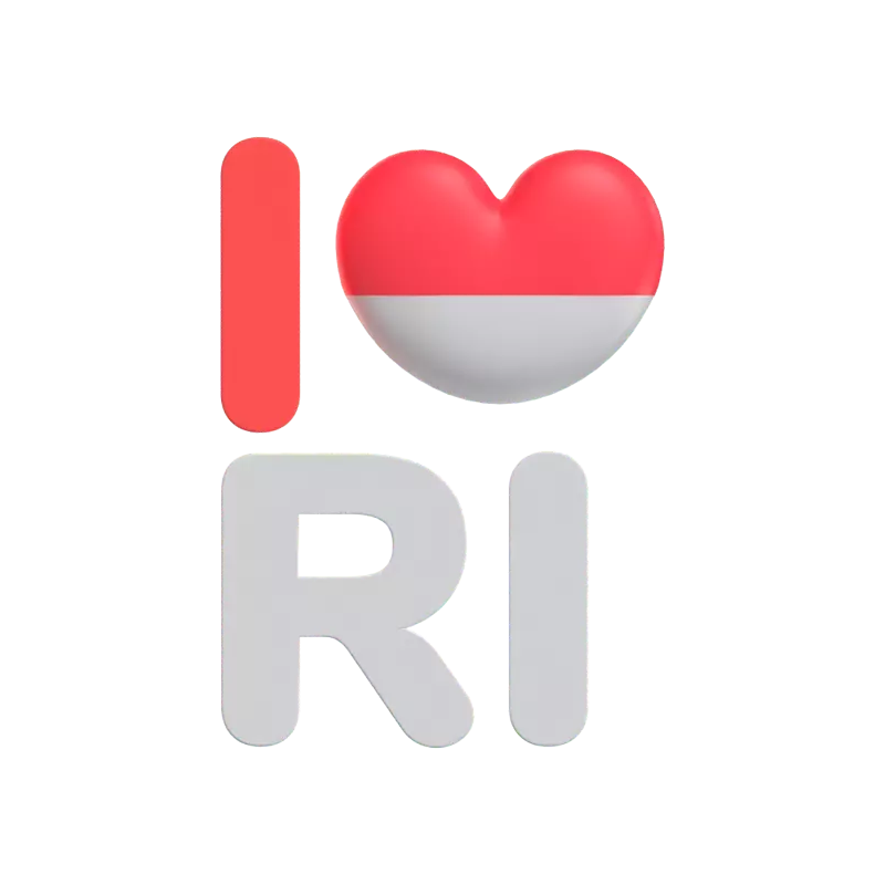 I Love Indonesia 3D Text With Heart