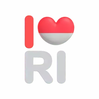 I Love Indonesia 3D Text With Heart 3D Graphic