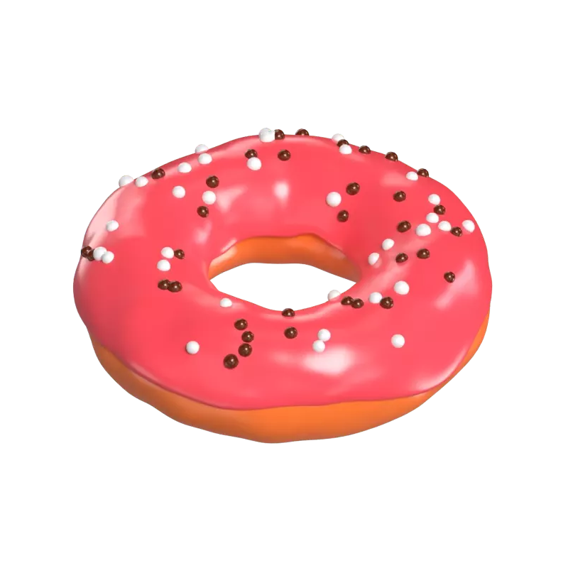 3D-Donuts mit rosa Creme 3D Graphic