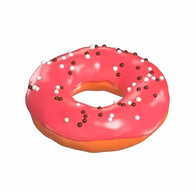 3D Donuts With Pink Cream 3D Graphic