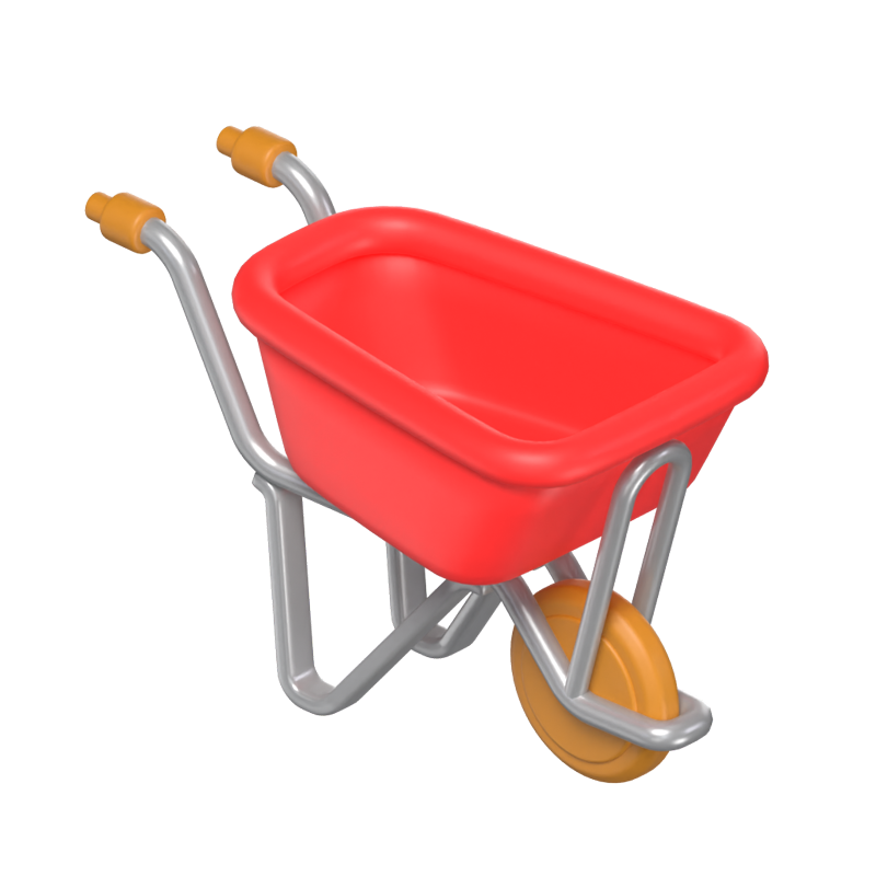 3D Construction Wheelbarrow Icon 3D Graphic