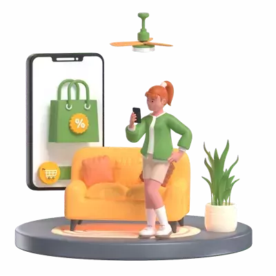 Ecommerce Home Shopping 3D Illustration