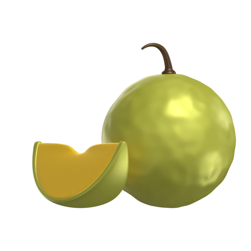 Melon 3D Model Sweet And Juicy Sliced On Side 3D Graphic