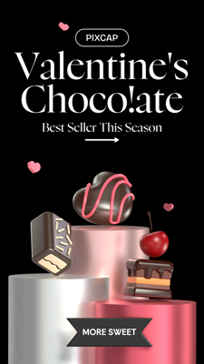 Valentine's Chocolate Podium Promotion Black Pink Chococate 3D Template 3D Template