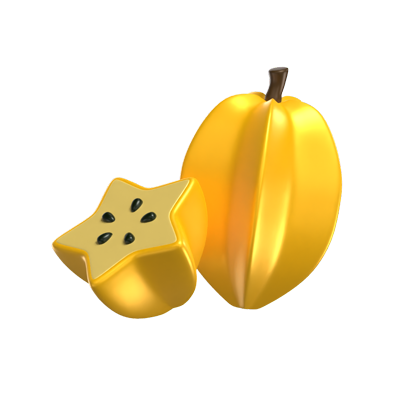 3D Star Fruit Model Whole Fruit And A Pulp Exposed One 3D Graphic
