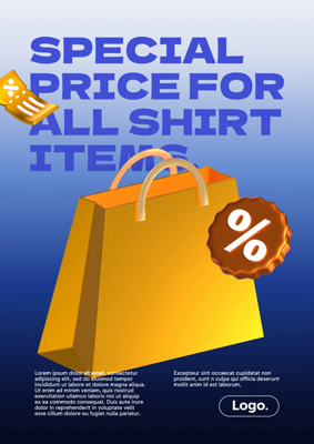 Special Price 3D Poster for Sale Event with Shopping Bag, Discount and Voucher 3D Template