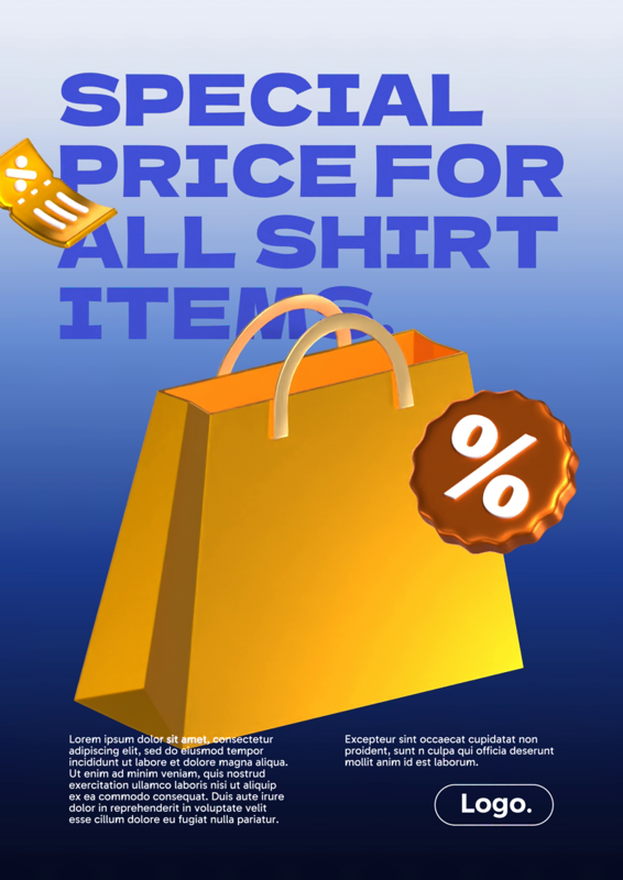 Special Price 3D Poster for Sale Event with Shopping Bag, Discount and Voucher