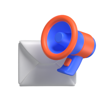 3D Email Marketing Illustrated With Envelope And Megaphone 3D Graphic