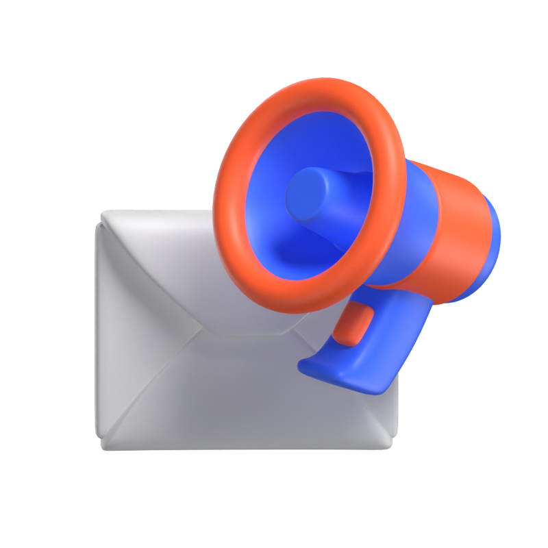 3D Email Marketing Illustrated With Envelope And Megaphone 3D Graphic