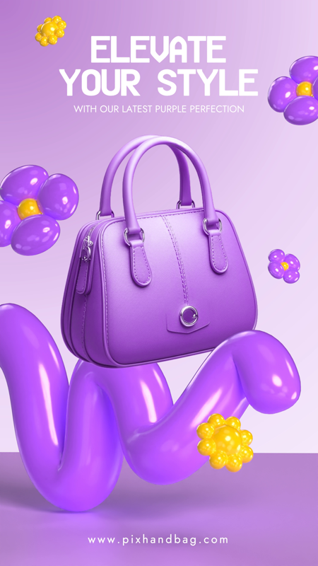 Purple Cute Handbag Instagram Story Promotion WIth 3D Balloon Shapes