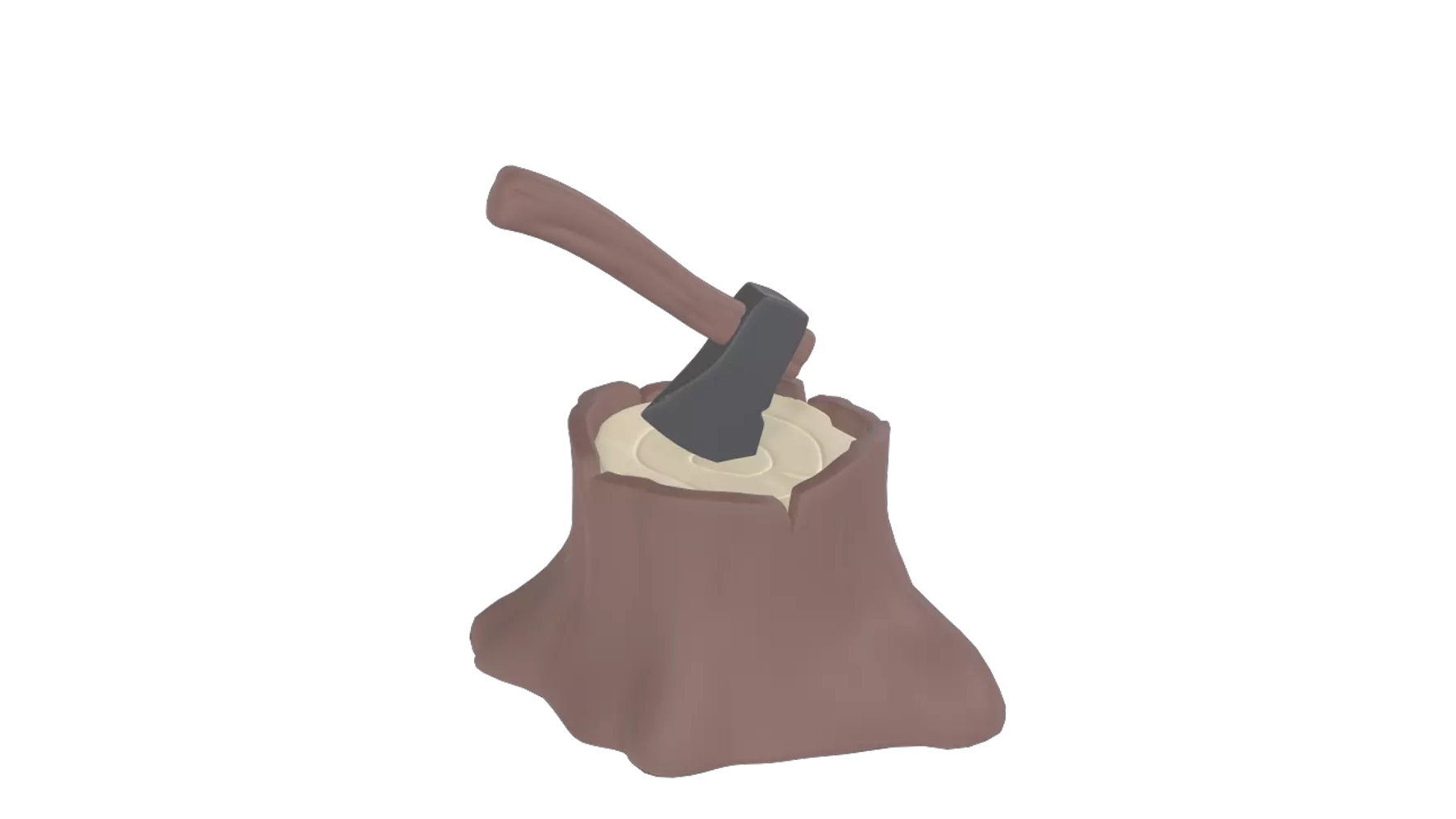 Tree Stump and Axe 3D Graphic