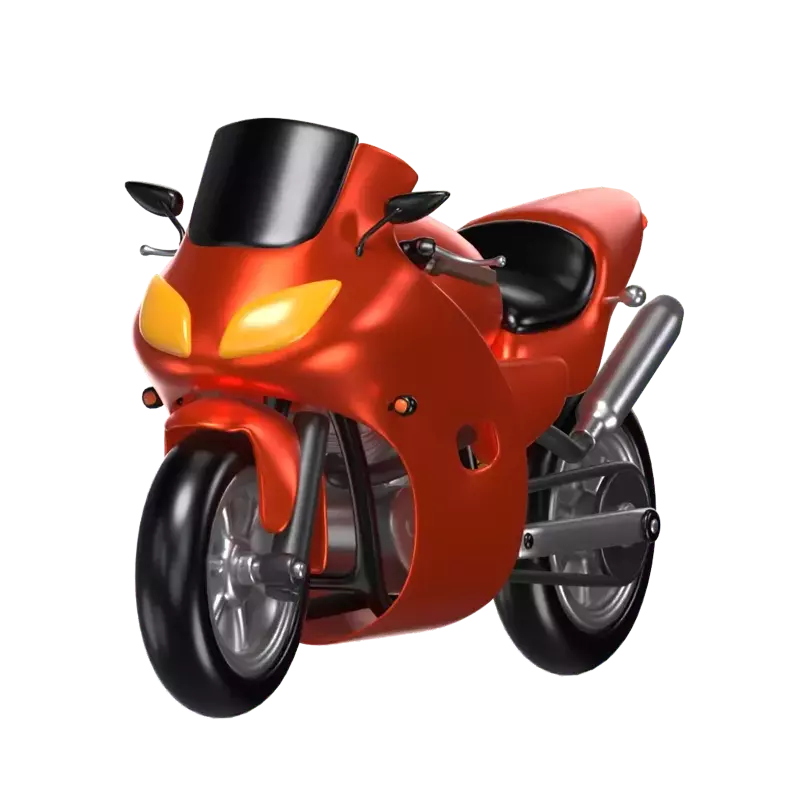3D Orange Racing Motorbike Model Speed  3D Graphic