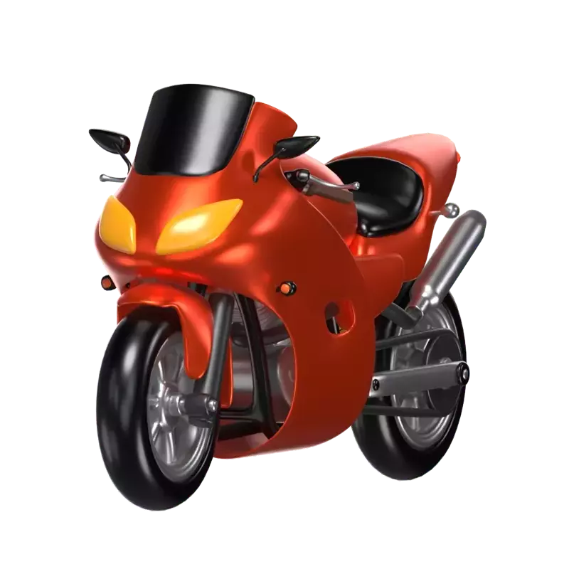 3D Orange Rennmotorrad Modell Geschwindigkeit 3D Graphic