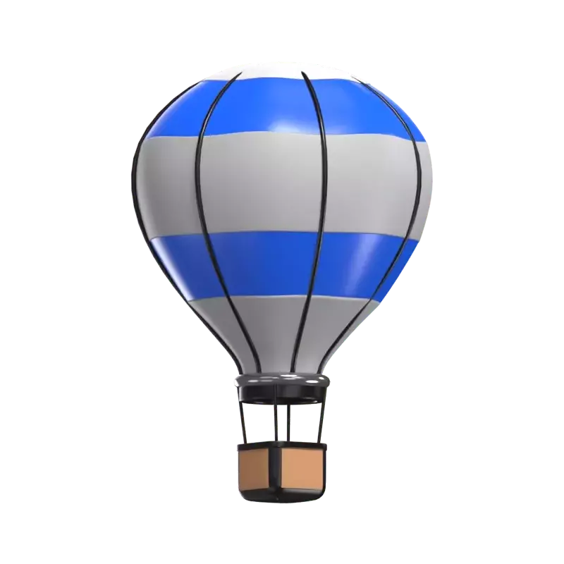 3D Hot Air Balloon Model Soaring Above The Landscape 3D Graphic