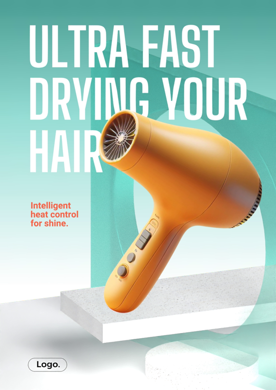 3D Poster for Hair Dryer Product with Basic Shape Podium 3D Poster