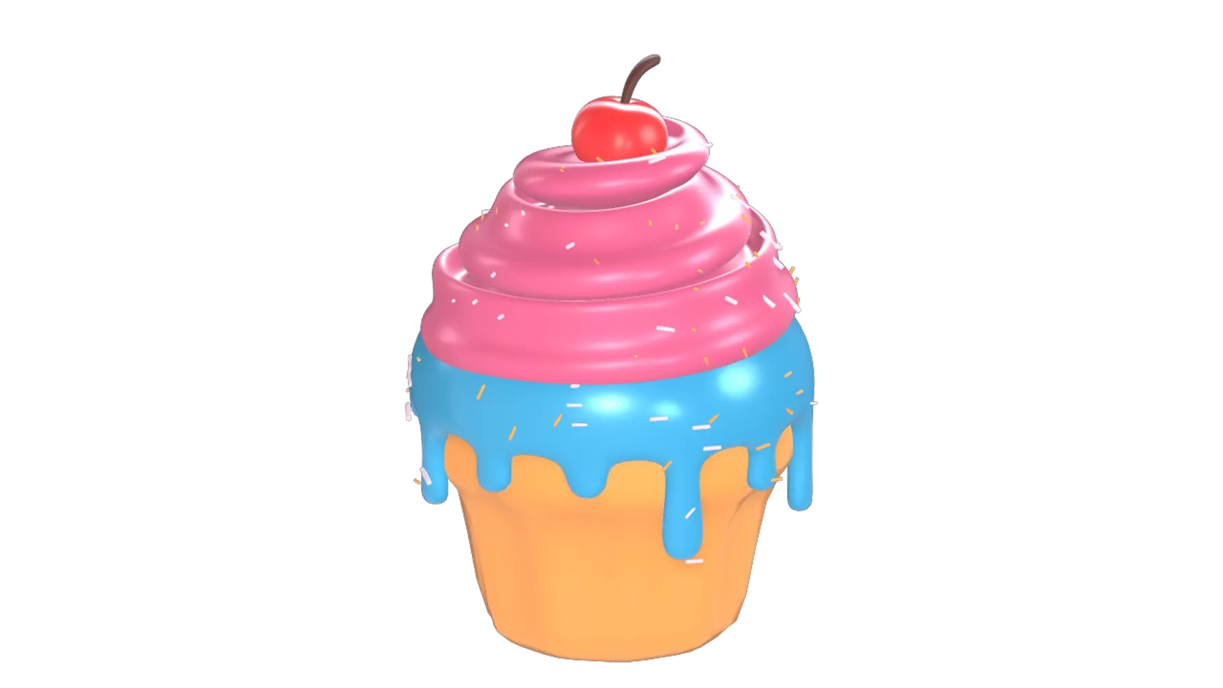 Birthday Cupcake 3D Graphic