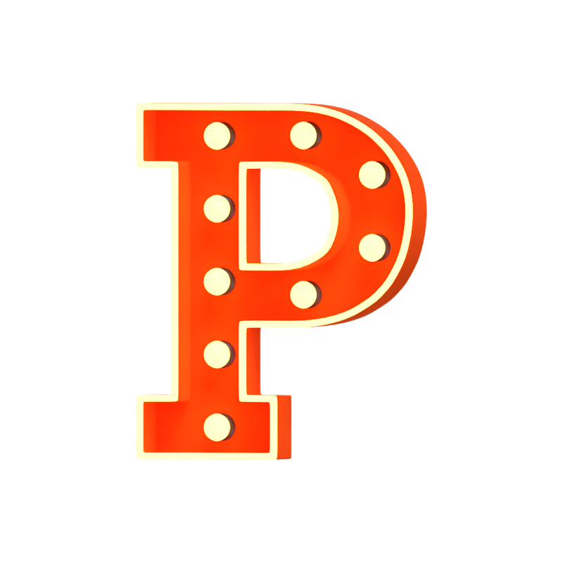 P Letter 3D Shape Marquee Lights Text 3D Graphic