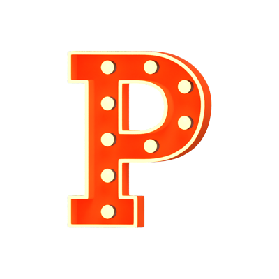 P Letter 3D Shape Marquee Lights Text 3D Graphic