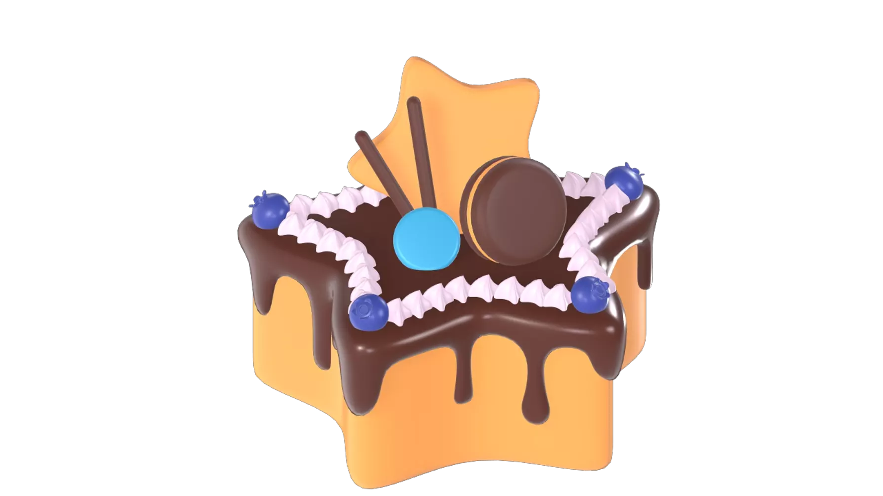 Birthday Star Cake 3D Graphic