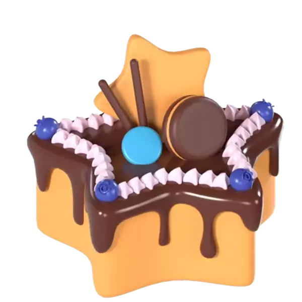 Birthday Star Cake 3D Graphic
